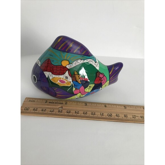 Vtg Mexican Fish Sculpture Pottery Folk Art Terra Cotta Mexico Hand Painted - Picture 3 of 9